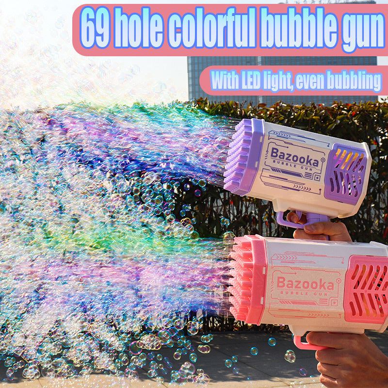 Bubble Rocket 69-Hole Automatic Soap Bubble Blower Gun 🚀🌈