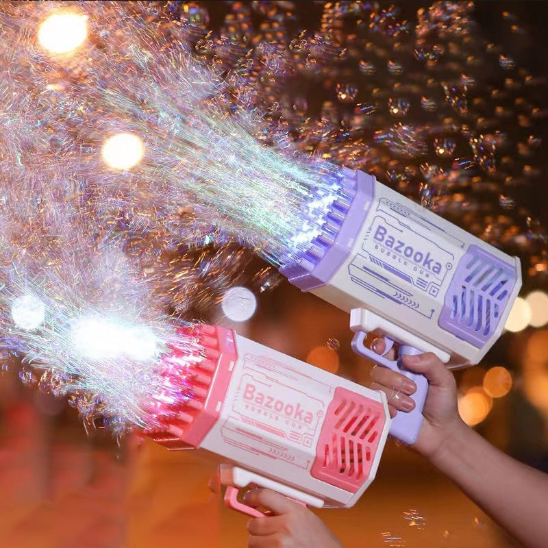 Bubble Rocket 69-Hole Automatic Soap Bubble Blower Gun 🚀🌈