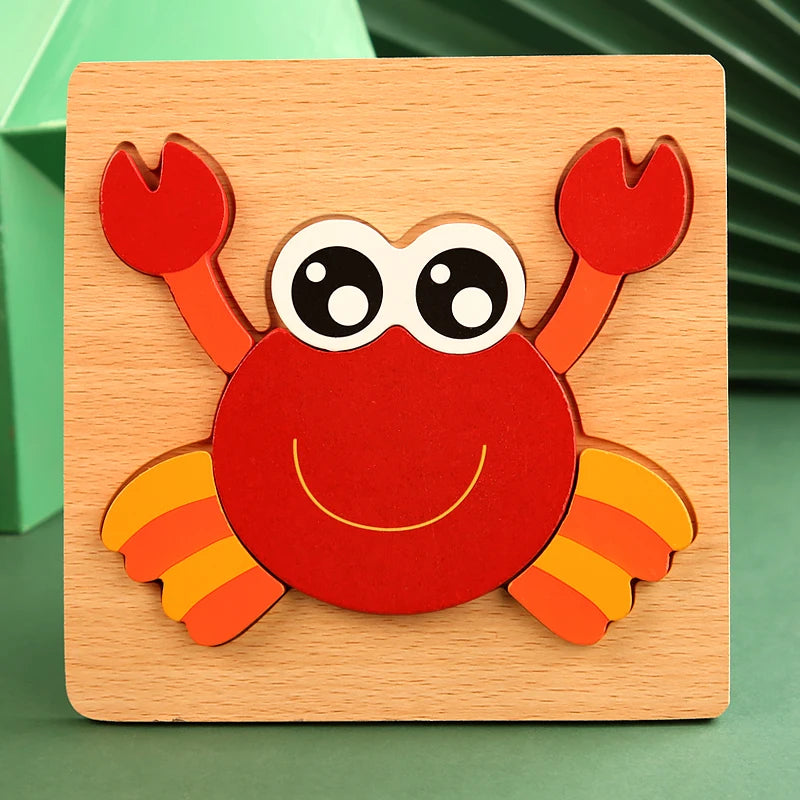 "3D Wooden Cartoon Animal Traffic Puzzle for Kids"