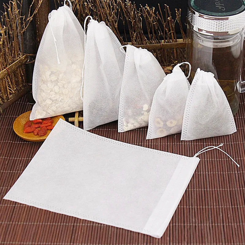 JJYY 100 Pcs Disposable Tea Bags Filter Bags for Tea Infuser with String Heal Seal, Food Grade Non-woven Fabric Spice Filters