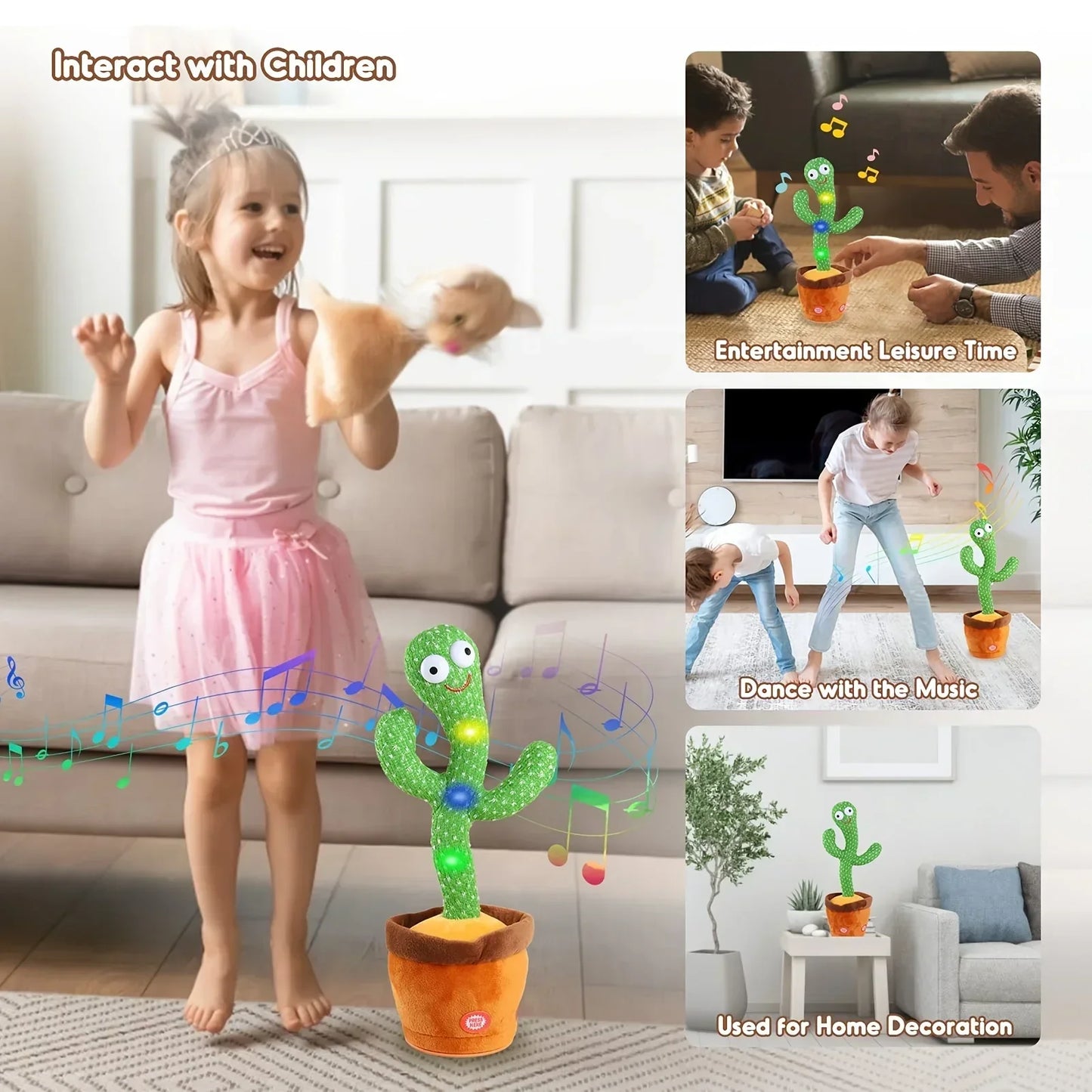 Educational Talking Cactus Toy with Multilingual Voice Changer