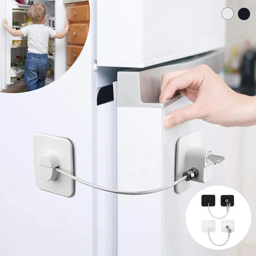 "Baby Safety Refrigerator Lock: Key or Code, Protect Cabinets & Drawers 🗝️"
