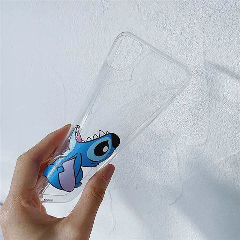 MINISO Stitch Clear Case For iPhone 14 11 12 13 15 Pro MAX XR XS Cute Cartoon TPU Transparent Cover Shell Gifts