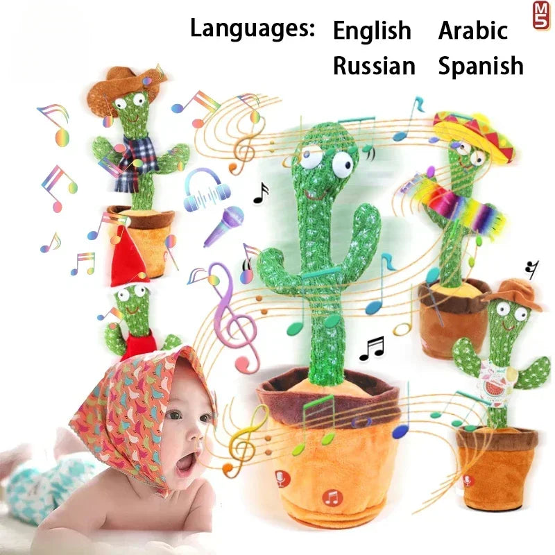 Educational Talking Cactus Toy with Multilingual Voice Changer