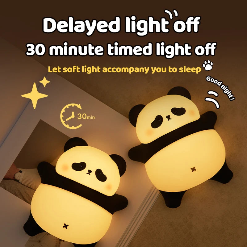 1pc Cute Panda Night Light LED Soft Tummy Time Novelty Animal Night Light 3 Levels Dimmable Night Light For Decoration Cool Gift