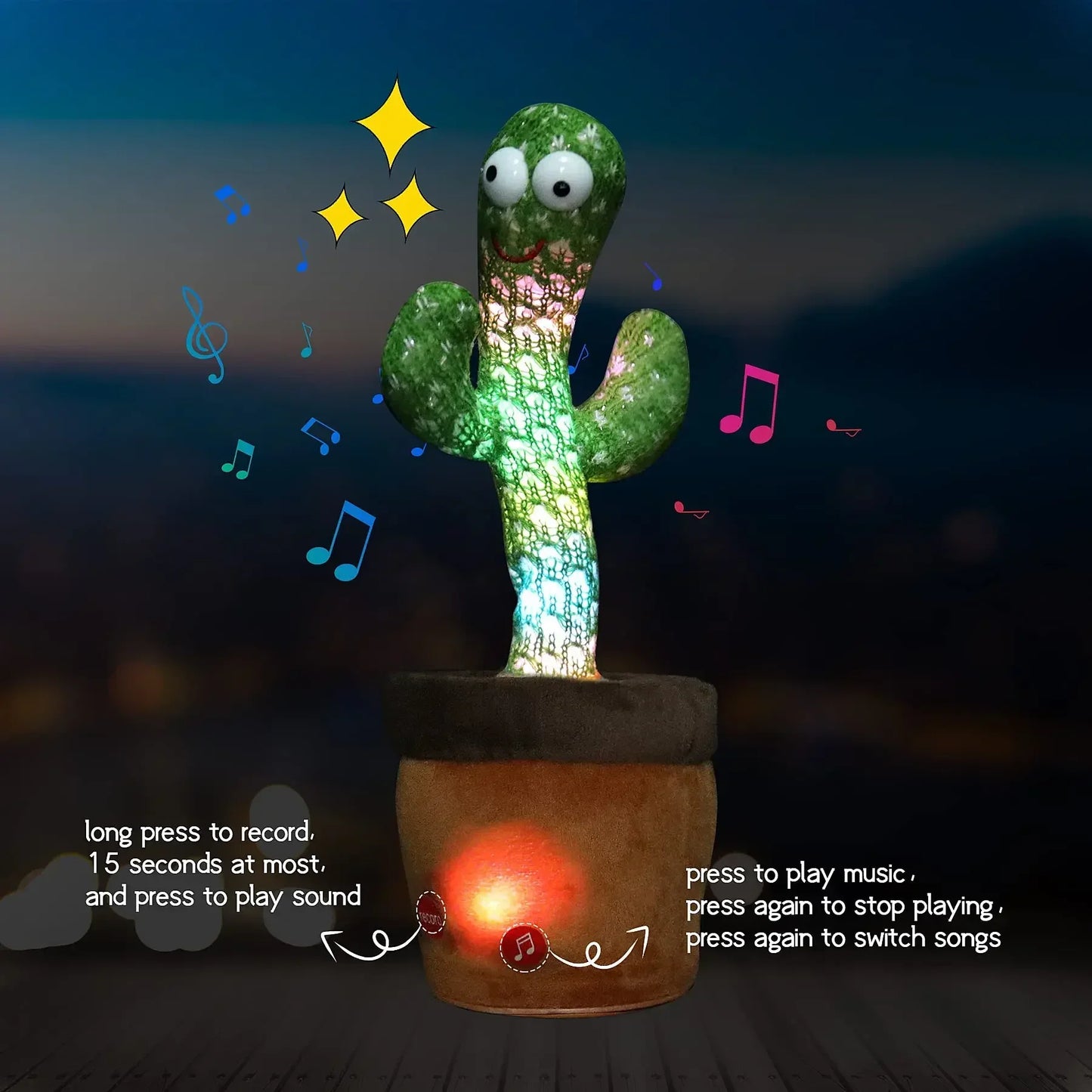 Educational Talking Cactus Toy with Multilingual Voice Changer