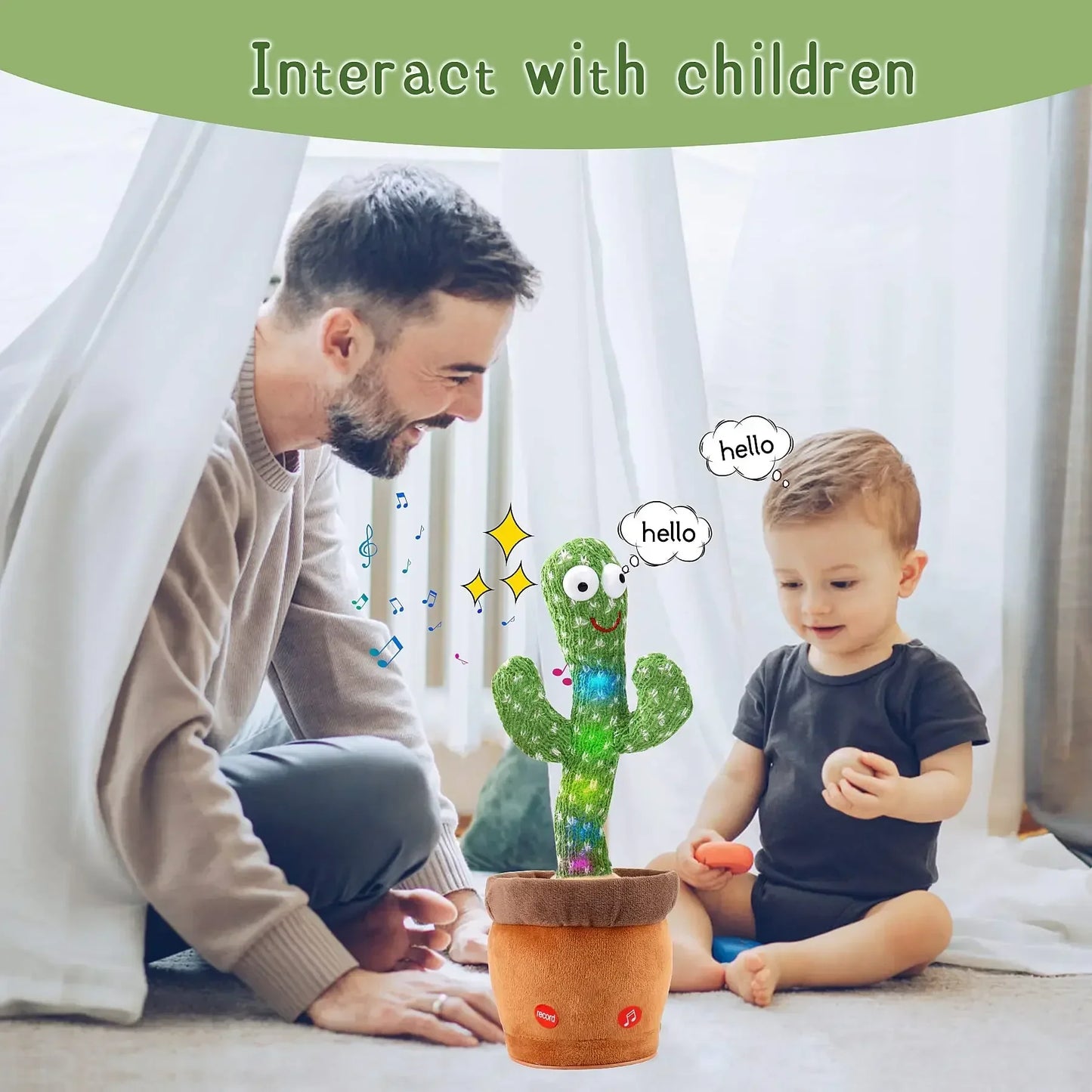 Educational Talking Cactus Toy with Multilingual Voice Changer