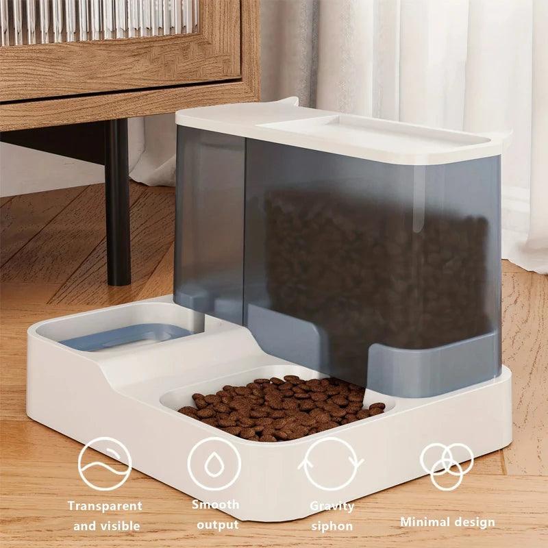 Automatic Cat Food & Water Dispenser 🐱 Large Capacity & Wet/Dry Separation