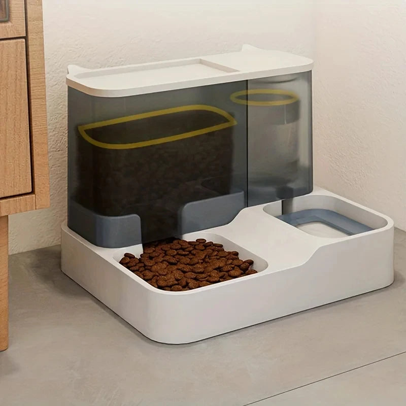 Automatic Cat Food & Water Dispenser 🐱 Large Capacity & Wet/Dry Separation