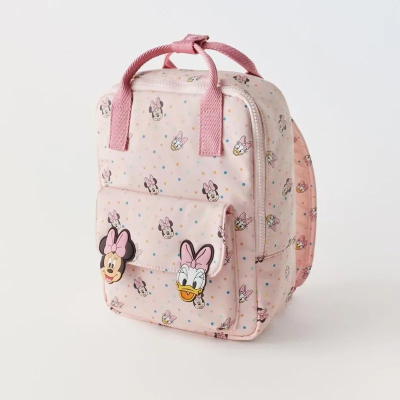 Disney 2024 New Minnie Cartoon Children's Backpack Mini School Bag Cute Shoulder Bag for Boys and Girls