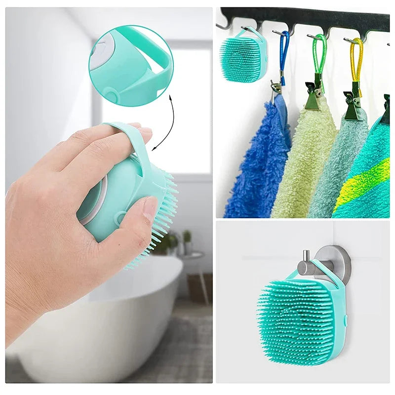 Silicone Pet Shower Brush with Shampoo Dispenser 🐾