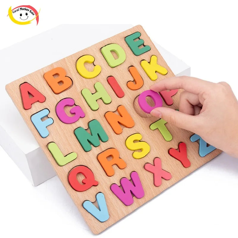 Wooden Alphabet Number Puzzle - Colourful Educational Game