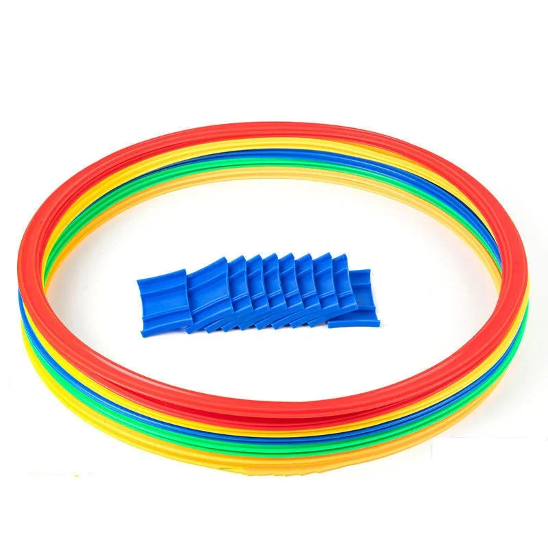 New Outdoor Kids Funny Physical Training Sport Toys Lattice Jump Ring Set Game 10 Hoops 10 Connectors for Park Play Boys Girls