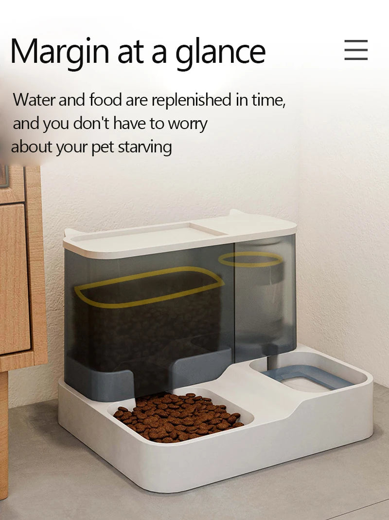 Automatic Cat Food & Water Dispenser 🐱 Large Capacity & Wet/Dry Separation