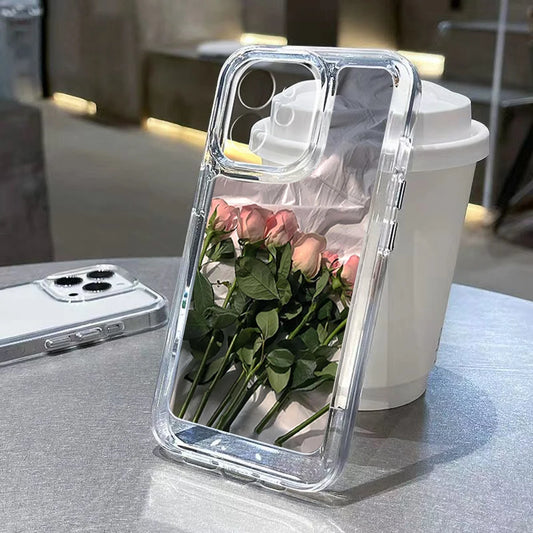 Rose Flower Phone Case For iPhone 14 Pro Case for iPhone 11 13 12 15 Pro Max XR XS X 7 8 Plus SE SE3 Soft Shockproof Clear Cover