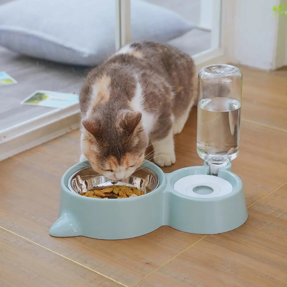 OLN 2-in-1 Cat Bowl Water Dispenser - Automatic Food & Water Storage 🐱