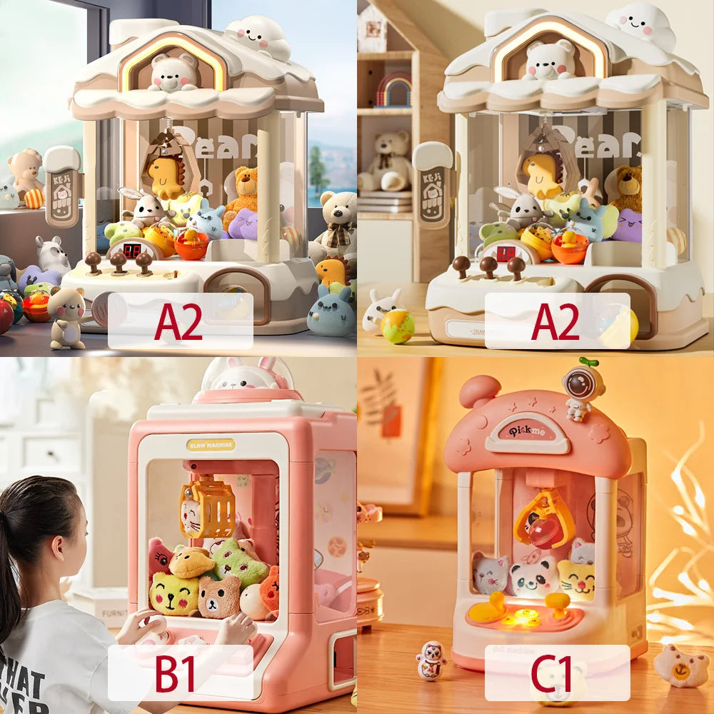 Wltoys Doll Machine Coin Operated Play Game Mini Claw Catch Toy Machines Dolls Sweets Machine Children Interactive Toys Gifts