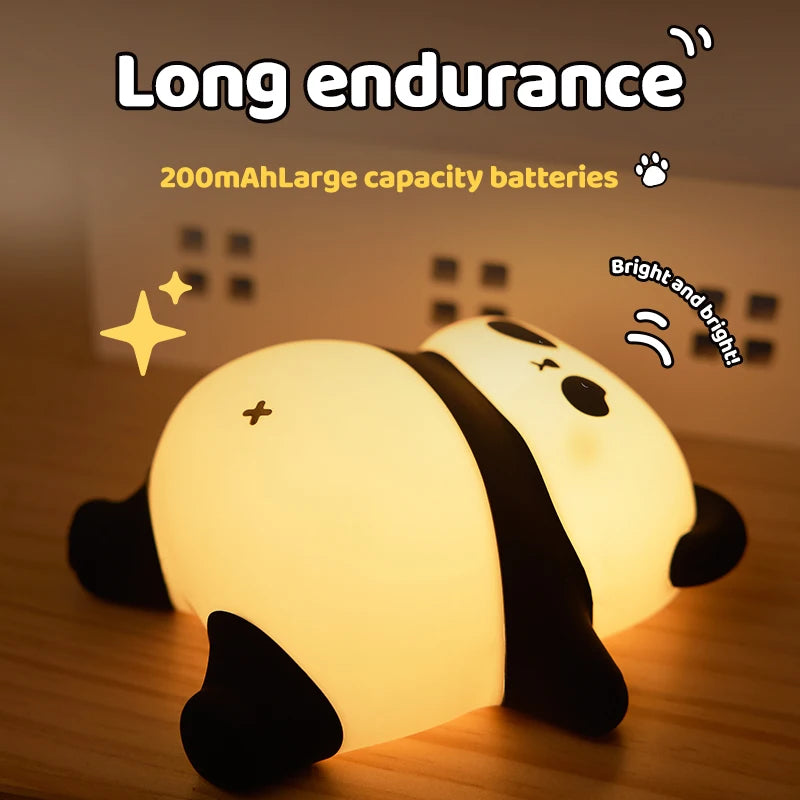 1pc Cute Panda Night Light LED Soft Tummy Time Novelty Animal Night Light 3 Levels Dimmable Night Light For Decoration Cool Gift