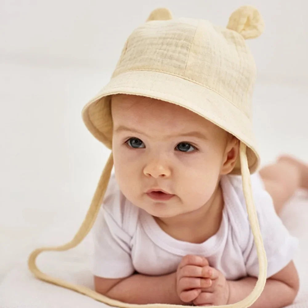 2022 New Autumn Baby Sun Hat Children Outdoor Rabbit Ear Beach Caps Boy Girl Panama Hat Unisex Beach Bucket Hats Bunny Hat