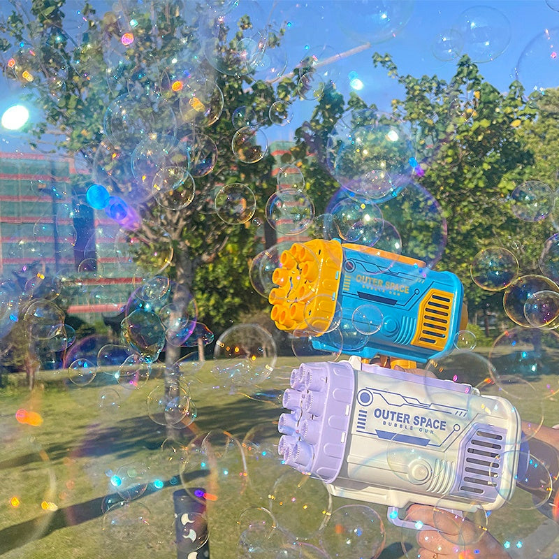Bubble Rocket 69-Hole Automatic Soap Bubble Blower Gun 🚀🌈